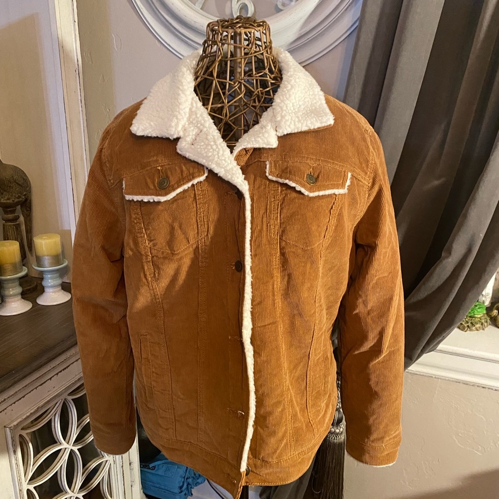 Time and Tru Brown Corduroy Sherpa Jacket